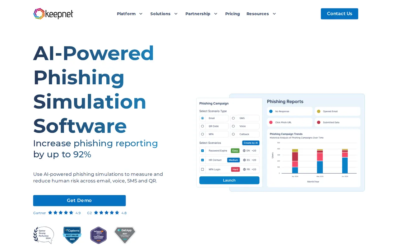 Keepnet phishing simulator page