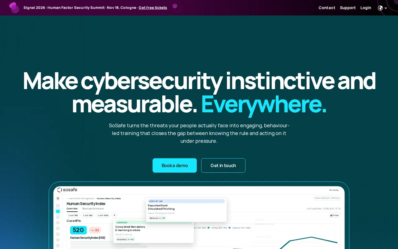 SoSafe homepage