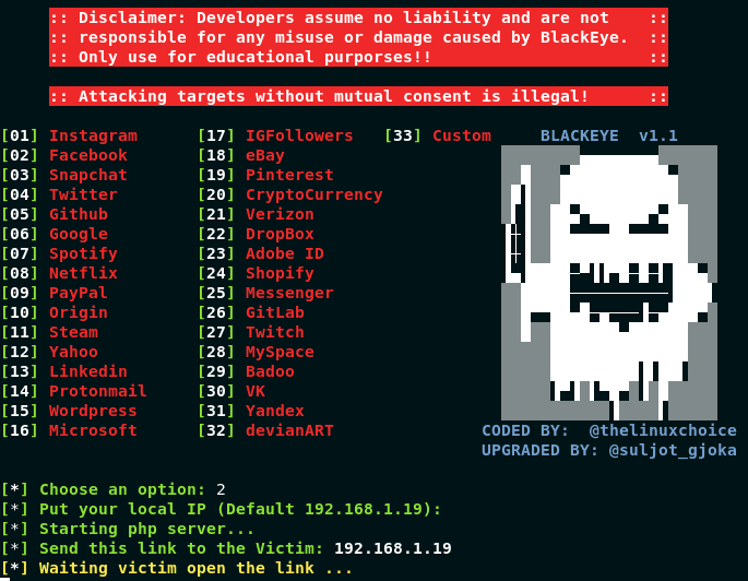 Blackeye - Best Phishing Tool