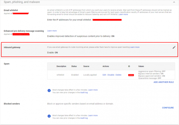 Whitelist in Gsuite