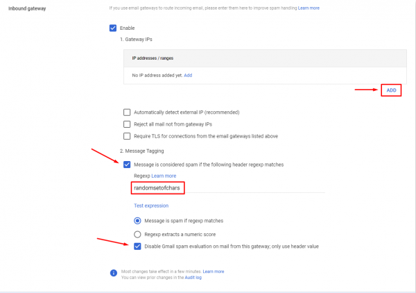 Whitelist in Gsuite